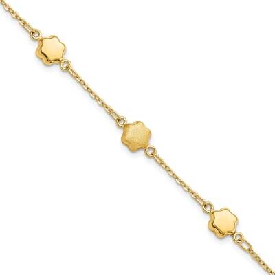 Brushed Flower Bracelet 14k Gold Polished FB1877-7, MPN: FB1877-7, 883957812731