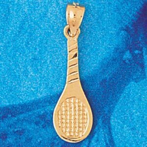 Dazzlers Jewelry Tennis Racket Pendant Necklace Charm Bracelet in Yellow, White or Rose Gold 3307, …