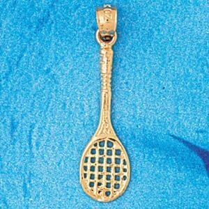 Dazzlers Jewelry Tennis Racket Pendant Necklace Charm Bracelet in Yellow, White or Rose Gold 3304, …