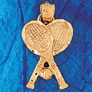 Dazzlers Jewelry Tennis Racket Pendant Necklace Charm Bracelet in Yellow, White or Rose Gold 3302, …