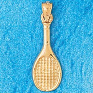 Dazzlers Jewelry Tennis Racket Pendant Necklace Charm Bracelet in Yellow, White or Rose Gold 3303, …