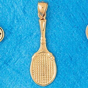 Dazzlers Jewelry Tennis Racket Pendant Necklace Charm Bracelet in Yellow, White or Rose Gold 3298, …