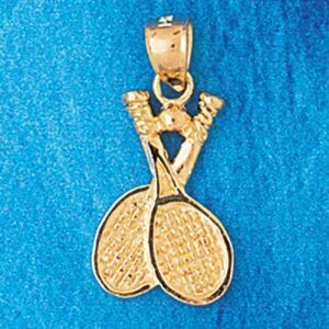 Dazzlers Jewelry Tennis Racket Pendant Necklace Charm Bracelet in Yellow, White or Rose Gold 3300, …