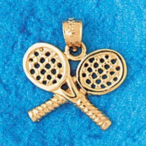 Dazzlers Jewelry Tennis Racket Pendant Necklace Charm Bracelet in Yellow, White or Rose Gold 3297, …