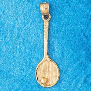 Dazzlers Jewelry Tennis Racket Pendant Necklace Charm Bracelet in Yellow, White or Rose Gold 3296, …