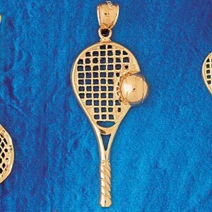 Dazzlers Jewelry Tennis Racket Pendant Necklace Charm Bracelet in Yellow, White or Rose Gold 3294, …