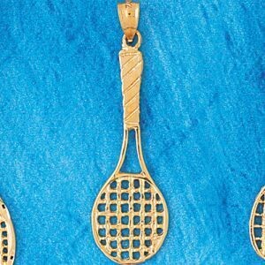 Dazzlers Jewelry Tennis Racket Pendant Necklace Charm Bracelet in Yellow, White or Rose Gold 3291, …