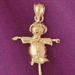 Dazzlers Jewelry Scarecrow Pendant Necklace Charm Bracelet in Yellow, White or Rose Gold 5596, MPN:…