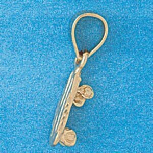 Dazzlers Jewelry Skate Board Pendant Necklace Charm Bracelet in Yellow, White or Rose Gold 3343, MP…