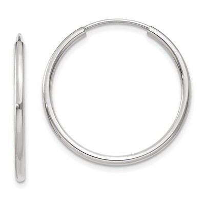 Polished Endless Tube Hoop Earrings 14k white Gold TF789, MPN: TF789, 886774562445