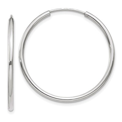 Polished Endless Tube Hoop Earrings 14k white Gold TF788, MPN: TF788, 191101456299