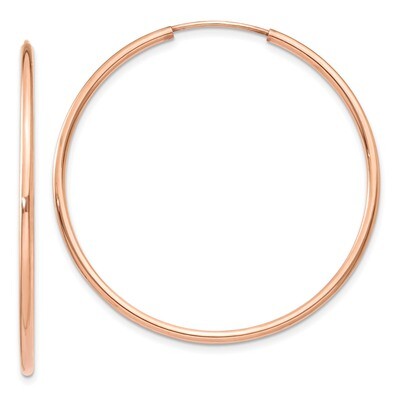 Polished Endless Tube Hoop Earrings 14k Rose Gold TF787, MPN: TF787, 191101367106