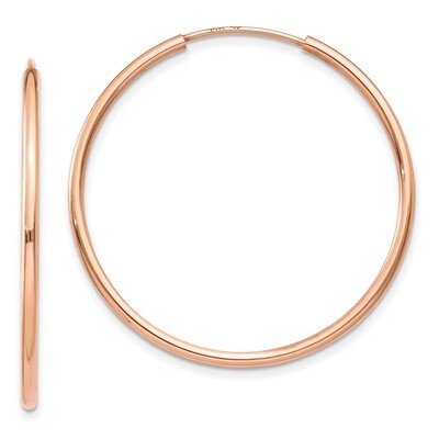Polished Endless Tube Hoop Earrings 14k Rose Gold TF786, MPN: TF786, 191101454967