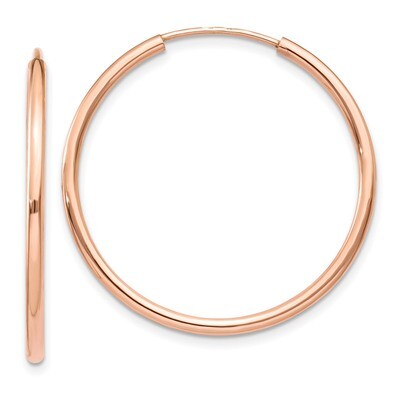 Polished Endless Tube Hoop Earrings 14k Rose Gold TF785, MPN: TF785, 191101368028