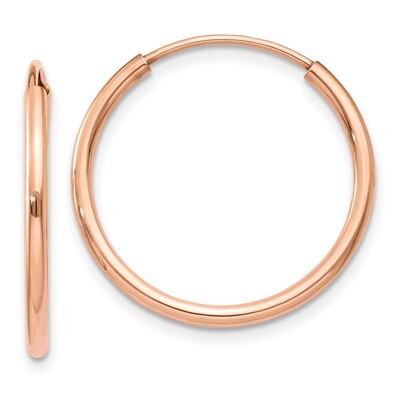Polished Endless Tube Hoop Earrings 14k Rose Gold TF783, MPN: TF783, 191101367090