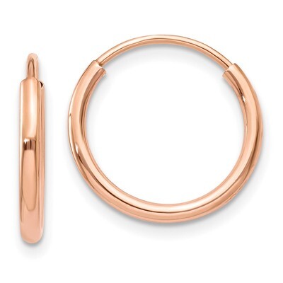 Polished Endless Tube Hoop Earrings 14k Rose Gold TF781, MPN: TF781, 886774562438