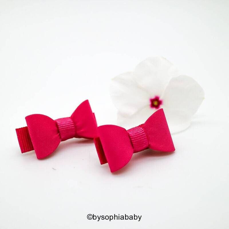 Newborn Baby Bow Hot Pink Baby Bow Pink Baby Hair Bow Small Baby Bow Hair Clip Flower Girl Baby Sma…