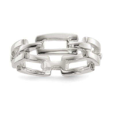 Fancy Link Ring Sterling Silver Polished QR6593, MPN: QR6593, 191101328435