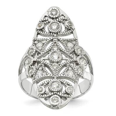 Fancy CZ Diamond Ring Sterling Silver Polished QR7278, MPN: QR7278,