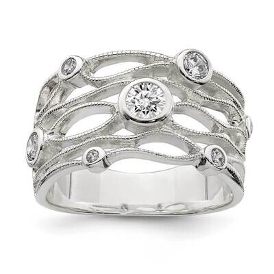 Fancy Ring Sterling Silver CZ Diamond QR7105, MPN: QR7105, 883957957258