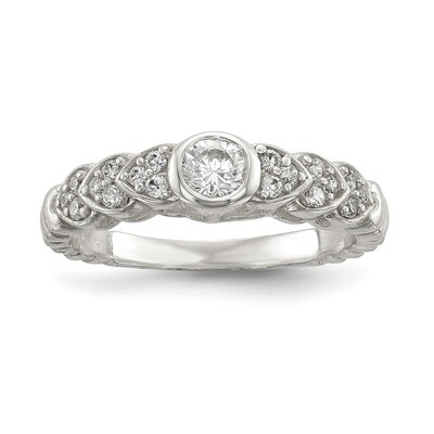 CZ Diamond Fancy Ring Sterling Silver Polished QR6638, MPN: QR6638, 886774070414