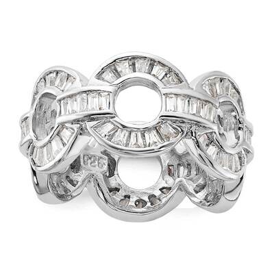 Fancy CZ Circle Link Ring Sterling Silver Polished QR2182, MPN: QR2182, 883957218052