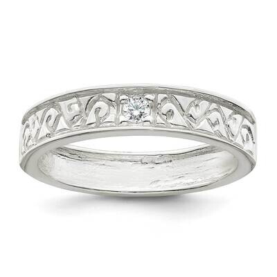 CZ Diamond Fancy Design Ring Sterling Silver Polished QR7242, MPN: QR7242,