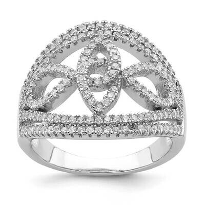 Micro Pave Fancy Ring Sterling Silver Rhodium-plated CZ Diamond QR6918, MPN: QR6918, 883957600338