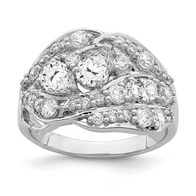 Pear CZ Diamond Fancy Ring Sterling Silver Rhodium-plated QR7113, MPN: QR7113,