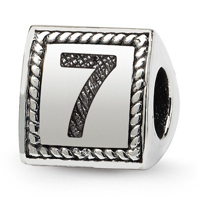 Number 7 Triangle Block Bead - Sterling Silver QRS1429N7, MPN: QRS1429N7, 883957304717