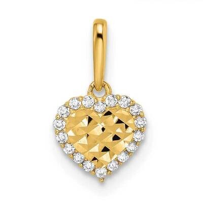 Diamond Cut Heart Pendant 14k Gold CZ Diamond GK1086 by Madi K, MPN: GK1086,