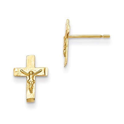 Diamond-Cut Children&#39;S Crucifix Post Earrings 14k Gold GK697, MPN: GK697, 886774965482