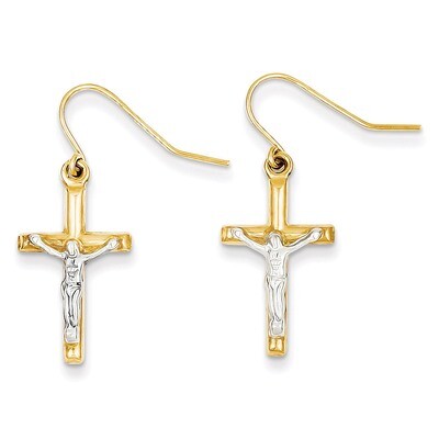 Polished Crucifix Earrings 14k Two-Tone Gold TE610, MPN: TE610, 883957291123