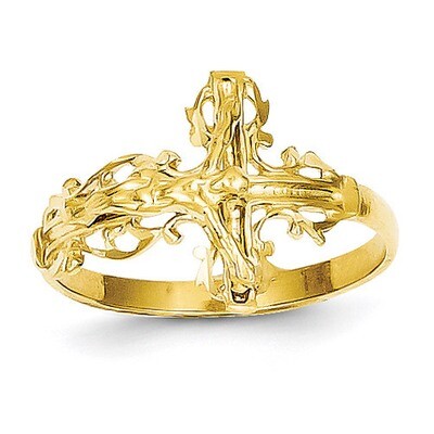 Crucifix Ring 14k Gold Diamond-cut C2113, MPN: C2113, 883957245362