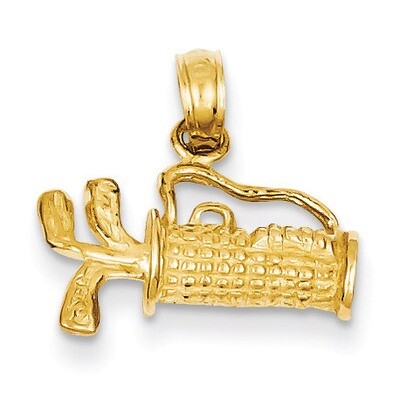 3-Dimensional Golf Bag with Clubs Charm 14k Gold Solid Polished C2616, MPN: C2616, 637218018918