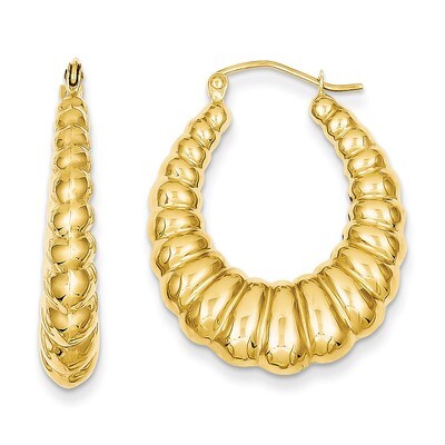 Scalloped Hoop Earrings 14k Gold Polished S1502, MPN: S1502, 883957285450