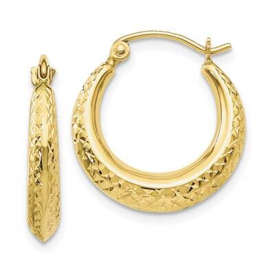 Textured Hollow Hoop Earrings 10k Gold 10TL778, MPN: 10TL778, 191101565236