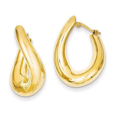 Twisted Oval Hoop Earrings 14k Gold XY904, MPN: XY904, 191101545597