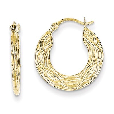 Patterned Hollow Hoop Earrings 10k Gold 10ER251, MPN: 10ER251, 883957487434