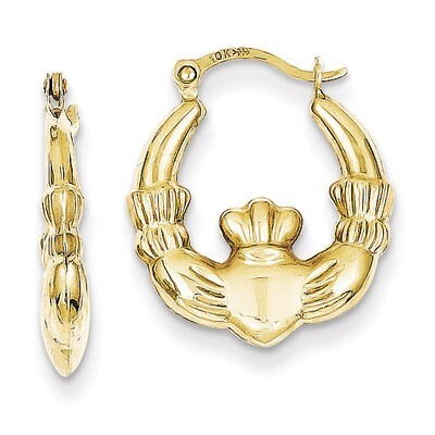 Claddagh Hollow Hoop Earrings 10k Gold 10ER260, MPN: 10ER260, 883957494876