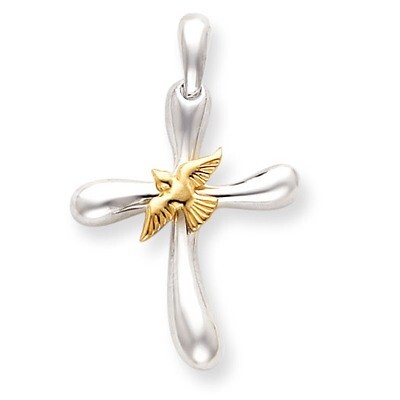 Vermeil Dove Cross Pendant Sterling Silver QC4347, MPN: QC4347, 883957910819