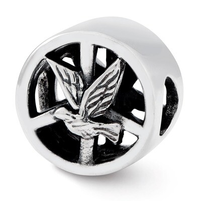 Dove &amp; Peace Sign Bead - Sterling Silver QRS2458, MPN: QRS2458, 886774991696