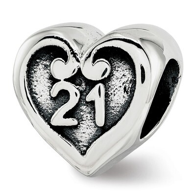 21 Heart Bead Sterling Silver QRS3817, MPN: QRS3817,