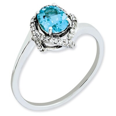 Blue Topaz &amp; Diamond Ring Sterling Silver QR3092BT, MPN: QR3092BT, 883957653662