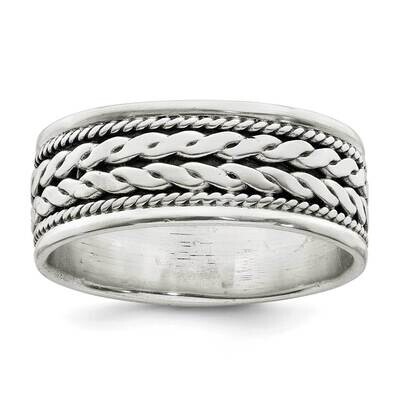Rope Design Men&#39;s Ring Sterling Silver Antiqued QR7239, MPN: QR7239, 191101784026