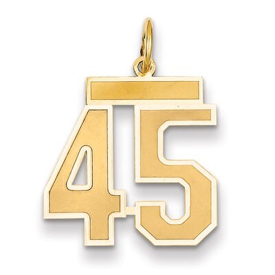 Number 45 Charm 14k Gold Medium Satin LSM45, MPN: LSM45, 883957074504
