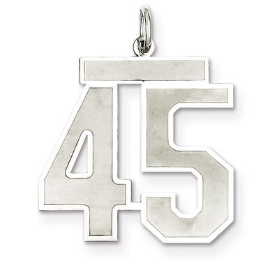 Pendant Number 45 Satin Sterling Silver Large QPP45, MPN: QPP45, 191101281846