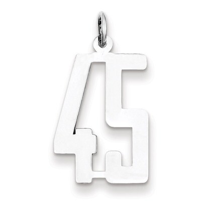 Charm Number 45 Elongated Pol Sterling Silver Small QES45, MPN: QES45, 191101190278