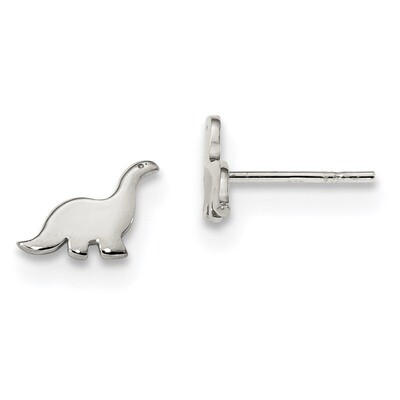 Dinosaur Post Earrings Sterling Silver Polished QE13350, MPN: QE13350, 191101235283