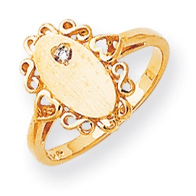 Fancy Polished 12.6x6.3 Hollow Back Diamond Signet Ring Mounting 14k Gold RS232, MPN: RS232,